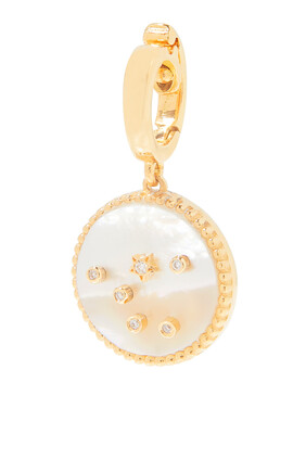 Libra Mini Constellation Charm, 18k Yellow Gold, Mother of Pearl & Diamonds